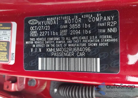 2024 Hyundai Elantra Sel z USA, uszkodzony, nr VIN KMHLM4DG2RU684096